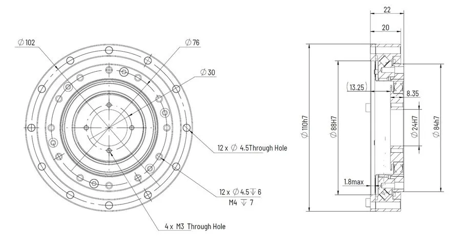 Робот HD Mini-25 110mm Harmonic Drive Gear Ratio 30:1 Strain Wave Gear Reducer — фото лота 1