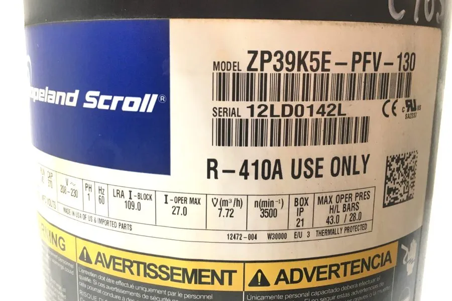 Компрессор Copeland 3.5 Ton Scroll Compressor ZP39K5E-PFV-130 230V 1 PH R410A #C
