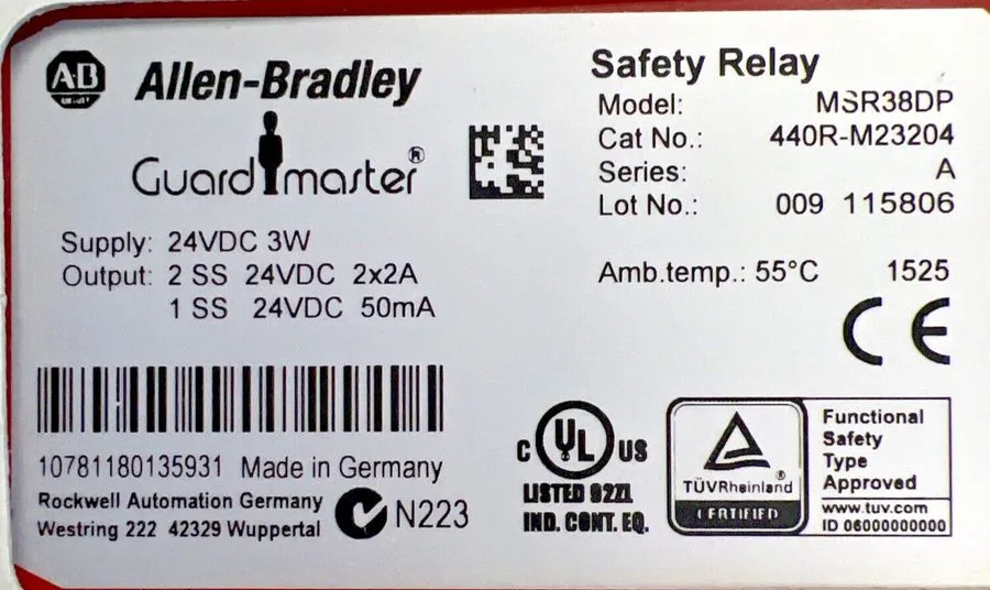 Реле безопасности ALLEN BRADLEY 440R-M23204 Guardmaster Single Input Safety Rela