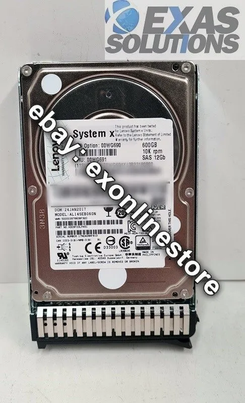 Жёсткий диск Lenovo 00WG690 00WG691 600GB 2.5"SAS 10K 12Gbps G3HS X3650M5 Hard D