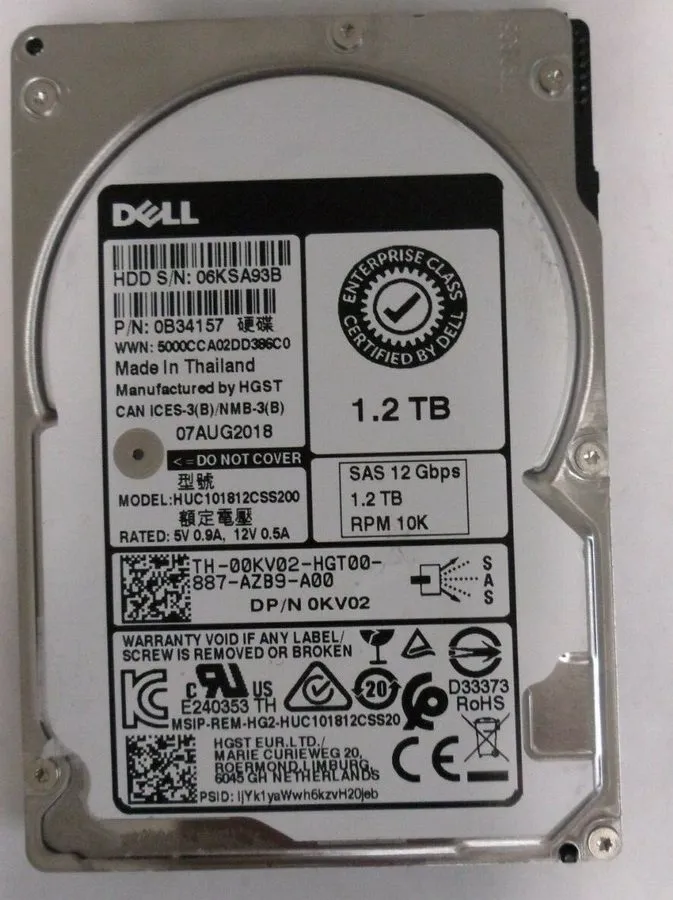 Жёсткий диск Dell 00KV02 0KV02 HUC101812CSS200 1.2TB 2.5" 10K 12Gbps SAS HDD Har