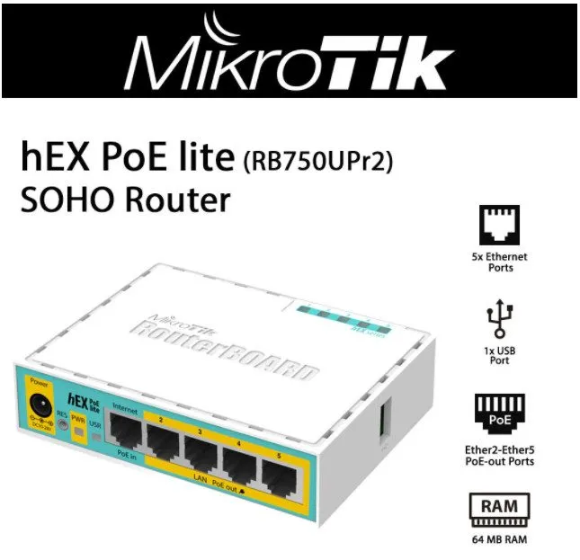 Маршрутизатор Mikrotik RB750UPr2 hEX RouterBOARD PoE Lite 5-Port Ethernet Router