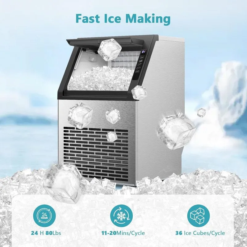 Льдогенератор 80lbs/24h Commercial Undercounter Ice Maker Built-in Ice Cube Mach — фото лота 1