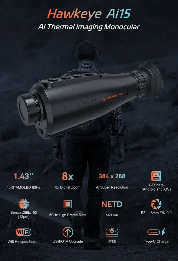 Оптико-электронная система Handheld Hunting Thermal Monocular Night Vision AI384 — фото лота 1