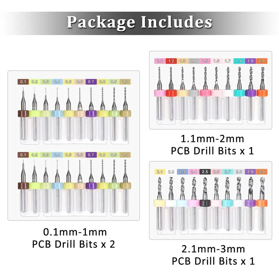 Плата PCB Drill Bits 0.13.0mm Carbide Micro Spiral Set CNC Engraving Jewelry — фото лота 1