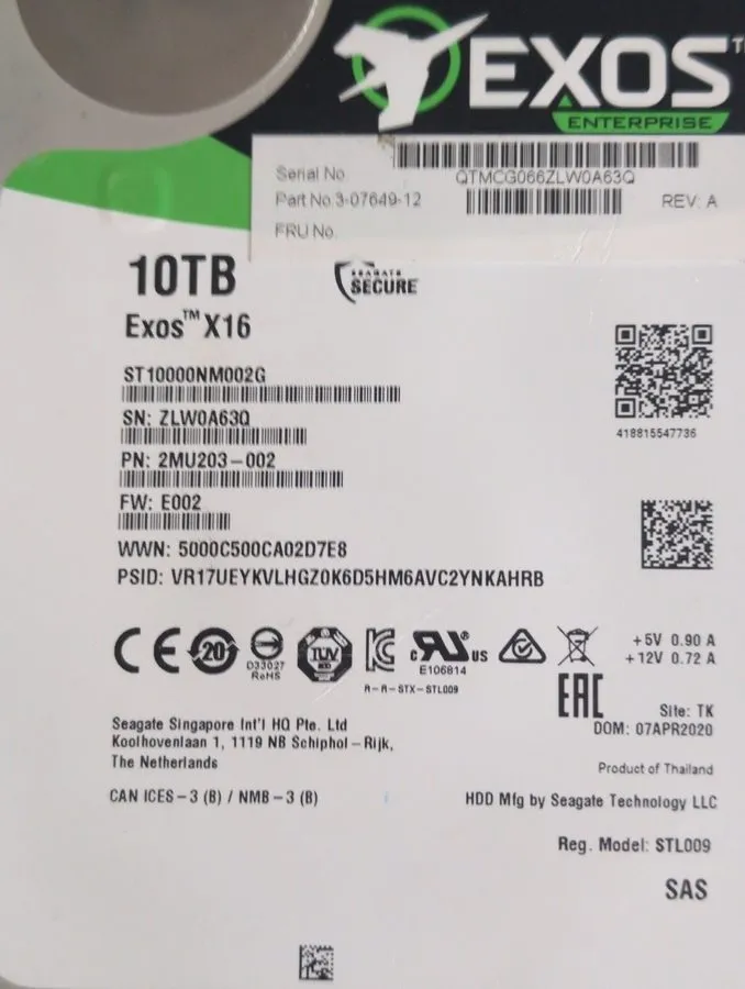 Жёсткий диск Seagate Exos X16 ST10000NM002G 10TB SAS 12Gb/s 7200RPM 3.5" Enterpr — фото лота 2