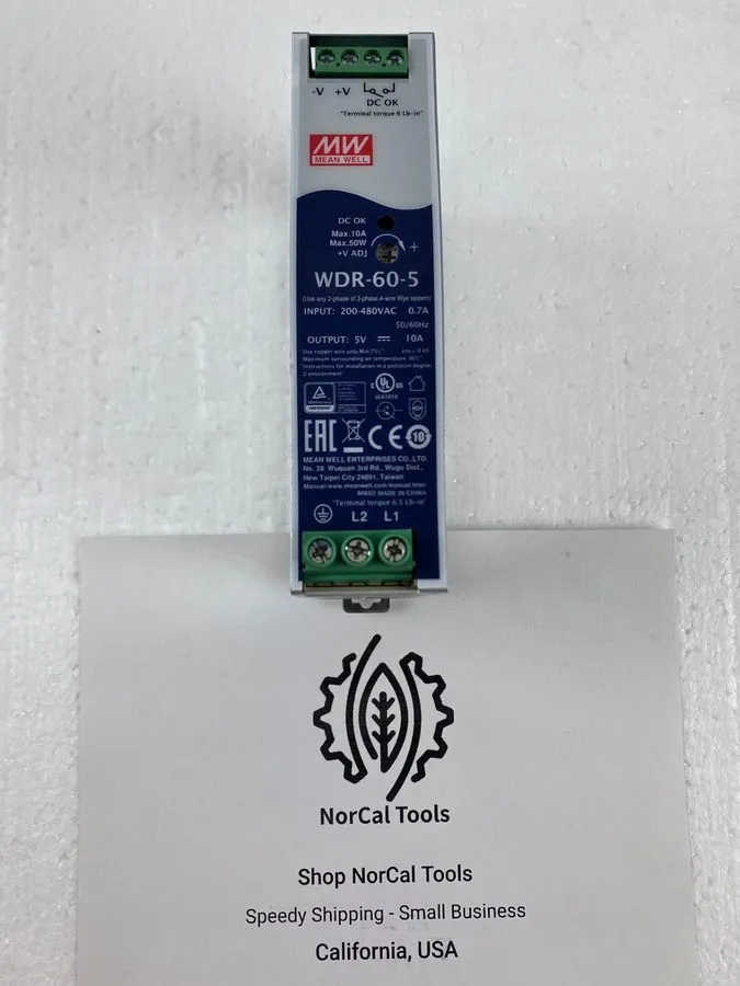 Блок питания Mean Well WDR-60-5 Single Output Industrial Power Supply 60W 5V DIN — фото лота 1