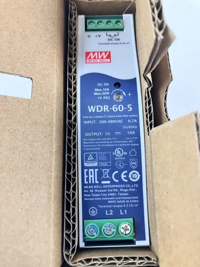 Блок питания Mean Well WDR-60-5 Single Output Industrial Power Supply 60W 5V DIN — фото лота 2