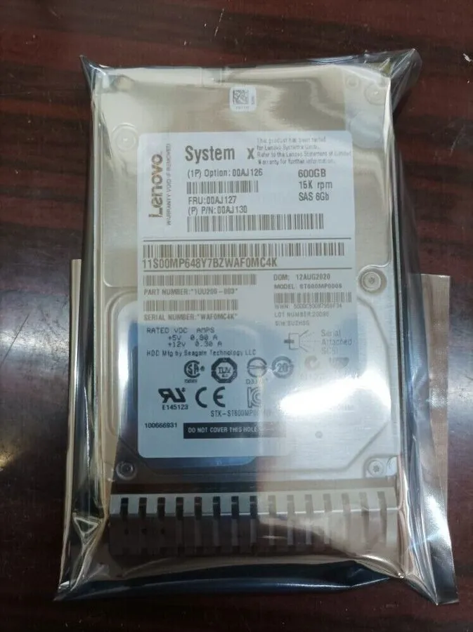 Жёсткий диск Lenovo 600GB 15K 00AJ127 00AJ126 6Gbs 2.5" SAS G3HS X3650 M5 Hard D