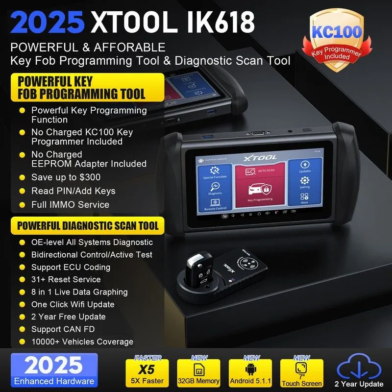 Диагностический сканер XTOOL IK618+KC501 Car IMMO Key Programming Bidirectional  — фото лота 2