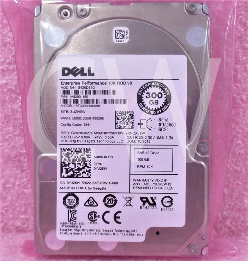 Жёсткий диск YJ2KH ST300MM0008 Dell 300GB 10KRPM 12G 2.5"SAS HDD R740XD R750XS R