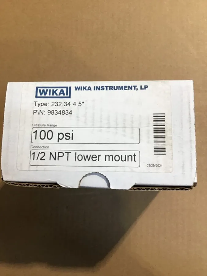 Трубопроводная арматура WIKA 9834834 0-100PSI NSMP Pressure Gauge 1/2” NPT