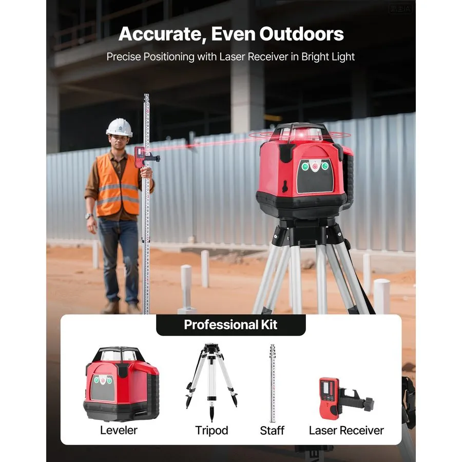Нивелир VEVOR 1650ft Rotary Laser Level Kit Self Leveling Red Line 0.80 in/100 f