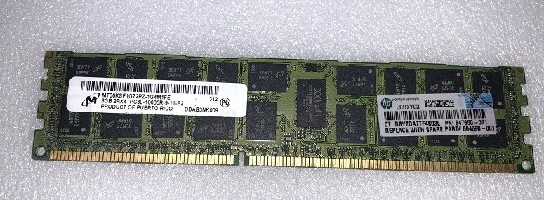 Модуль памяти Micron 8GB PC3L-10600R DDR3-1333MHz ECC Server Ram MT36KSF1G72PZ-1