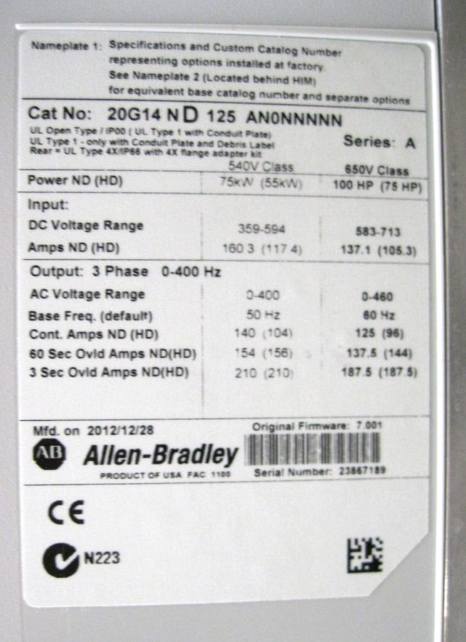 Фото лота 20G-14ND125AN0NNNNN от продавца №70696