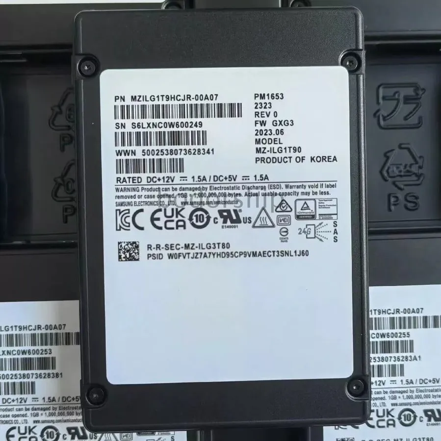 SSD-накопитель Samsung PM1653 1.92TB SSD 2.5" SAS 24Gbps MZ-1LG1T90 MZ1LG1T9HCJR — фото лота 1