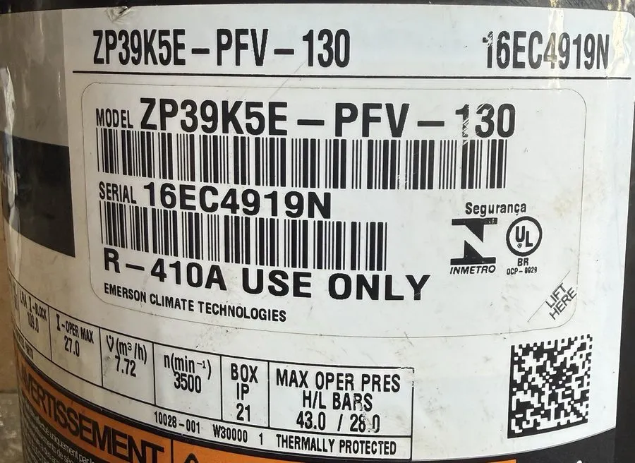 Компрессор Copeland 3.5 Ton Scroll Compressor ZP39K5E-PFV-130 230V 1 PH R410A #C