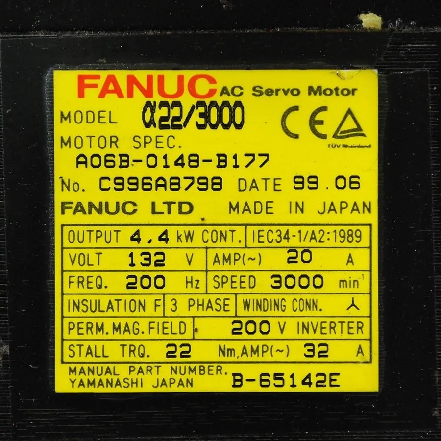 Серводвигатель Fanuc A06B-0148-B177 Ac Servo Motor. A22/3000 Rpm-3000