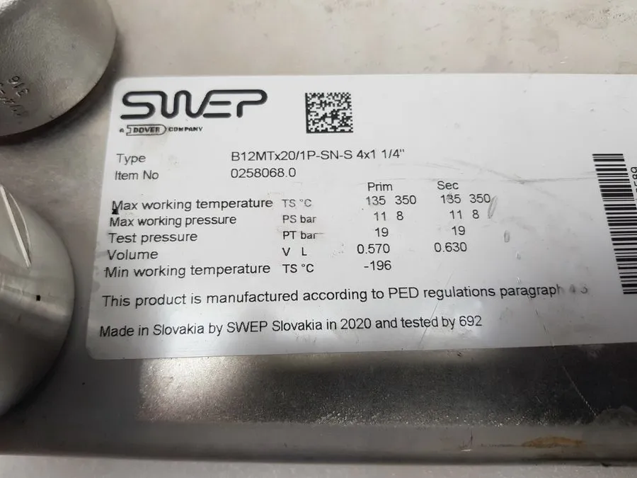 Климатическое оборудование Dover SWEP Brazed Plate Heat Exchanger B12MTx20/1P-SN