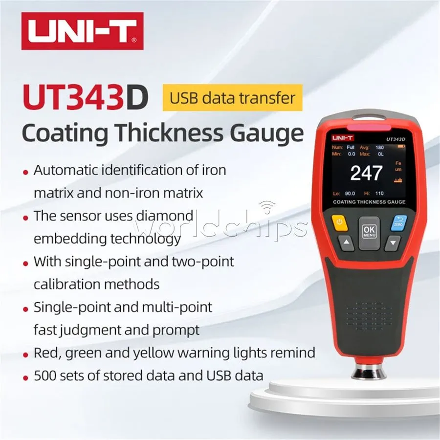 Толщиномер Uni-T UT343D Coating Thickness Gauge 0~1250UM Ferrous/ Non-Ferrous. r