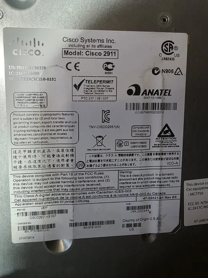 Маршрутизатор Cisco 2911 Integrated Services Router CISCO2911/K9/V07 — фото лота 1