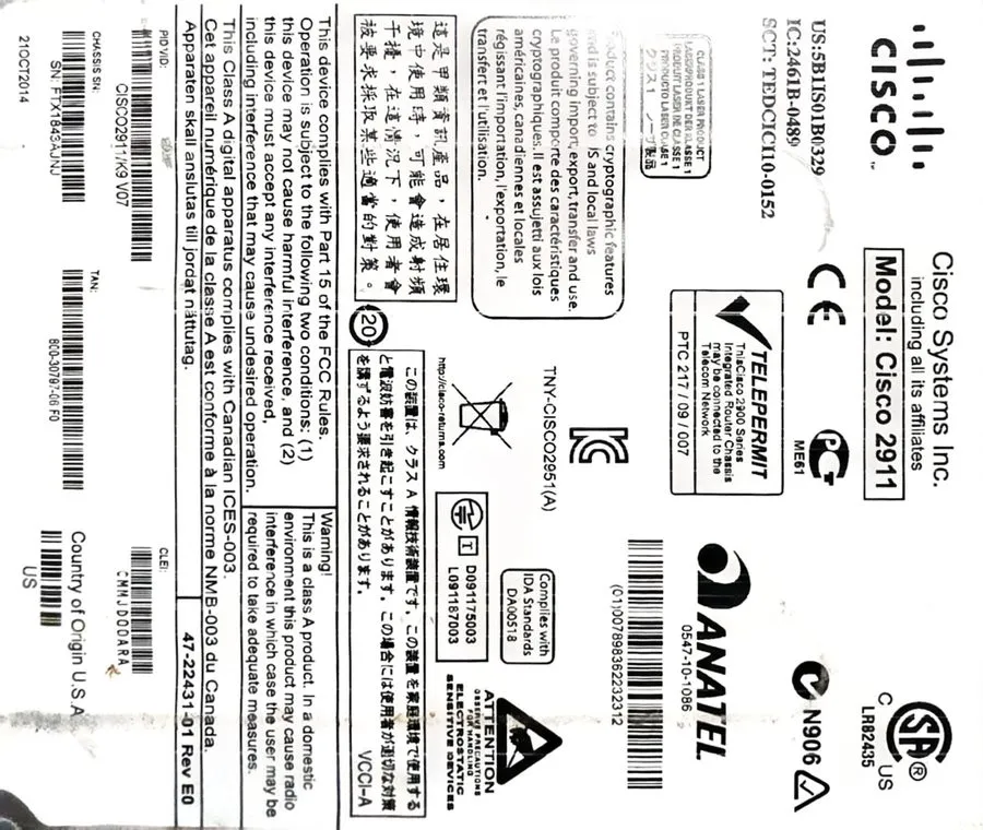 Маршрутизатор Cisco 2911 Integrated Services Router CISCO2911/K9/V07 — фото лота 2