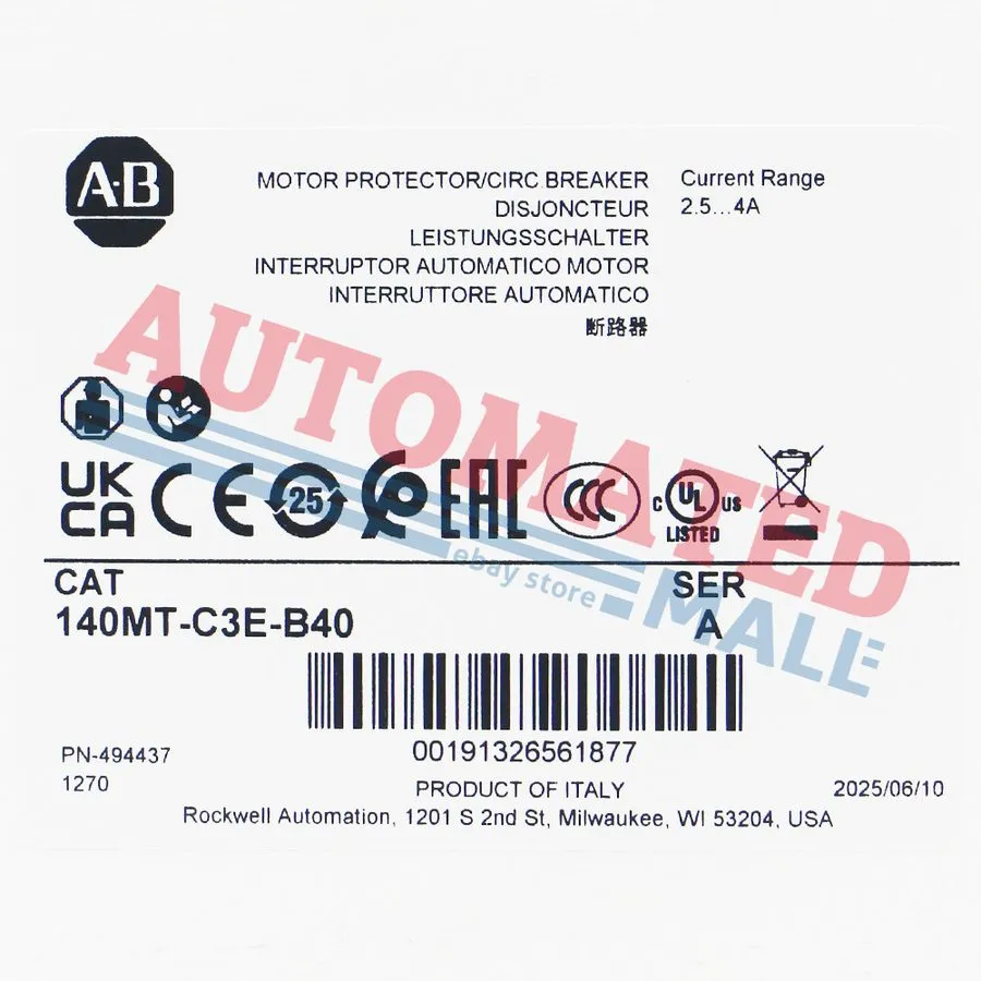 Автоматический выключатель 140MT-C3E-B40 AB MOTOR PROTECTION CIRCUIT BREAKER