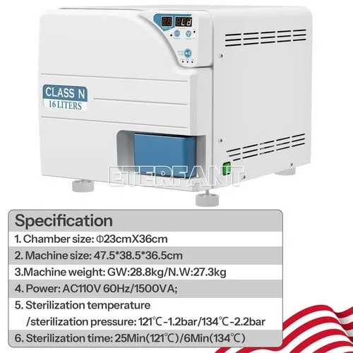 Стерилизатор ETERFANT Dental Medical Autoclave Steam Sterilizer Drying Function  — фото лота 2