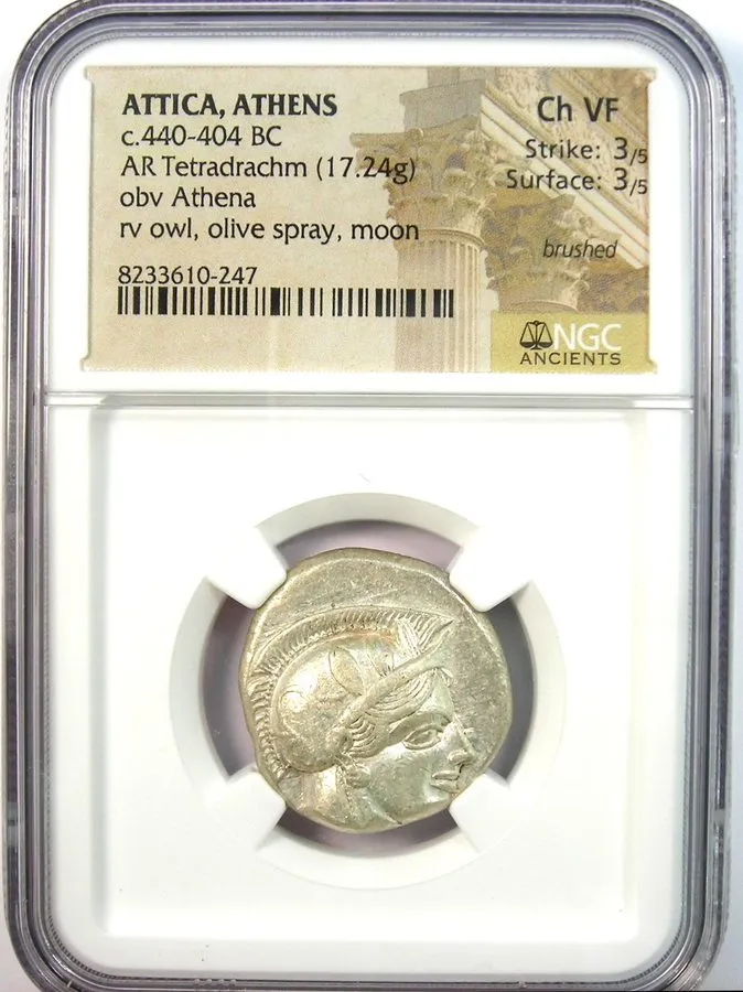 Лабораторный прибор Attica Athens Greek Silver Owl AR Tetradrachm 440-404 BC NGC