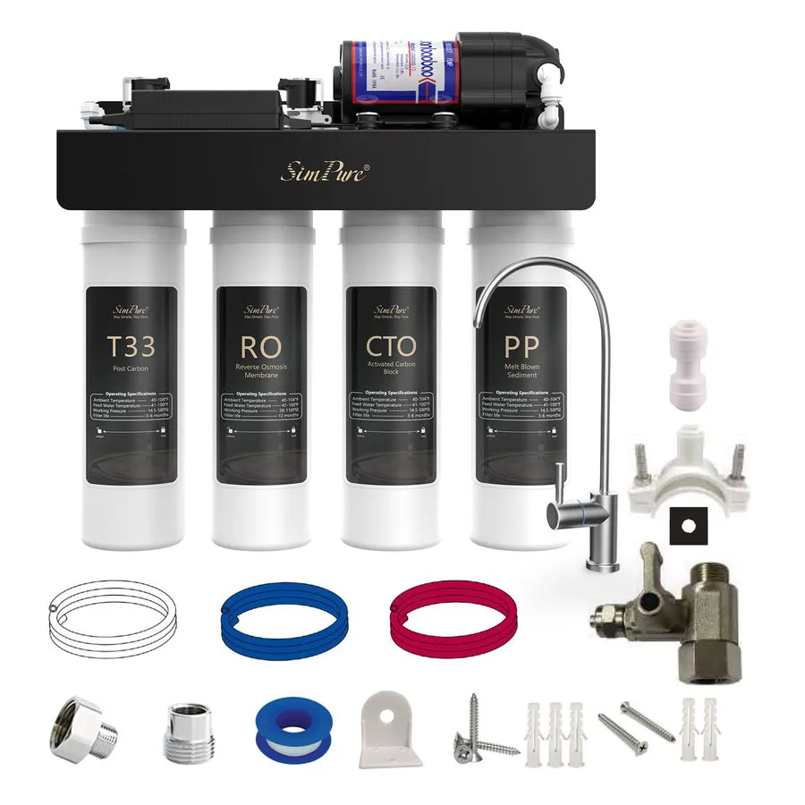 Насос SimPure 400GPD 8-Stage UV Reverse Osmosis System Water Filter System+3 Fil