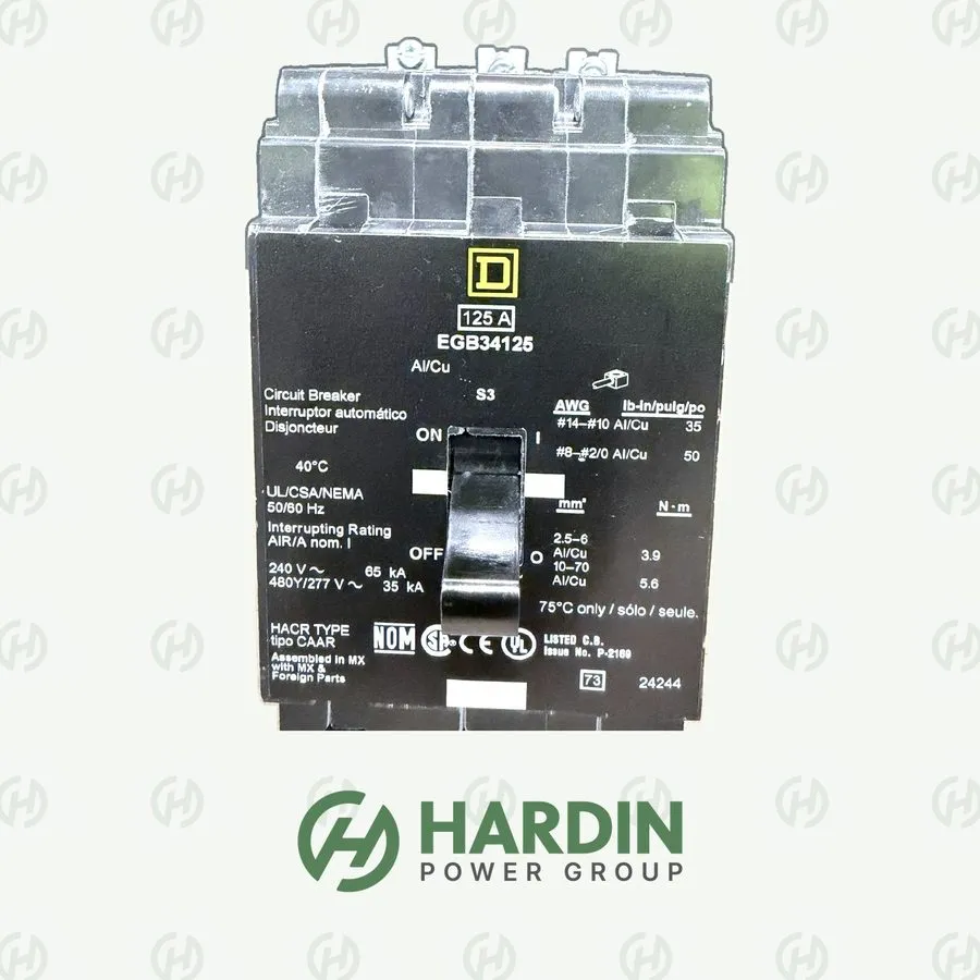 Автоматический выключатель Square D EGB34125 3 Pole 125 Amp 480V Circuit Breaker