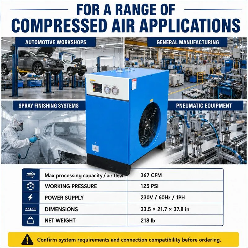 Пневмооборудование 367CFM 230V 125Psi Refrigerated Air Dryer Remove Moisture Com — фото лота 1