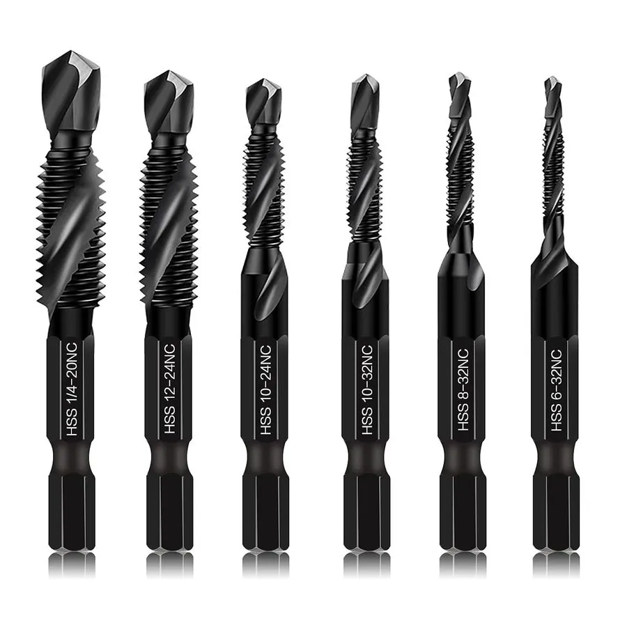 Режущий инструмент Combination Drill and Tap Set, HSS Titanium Thread Taps 6-32N