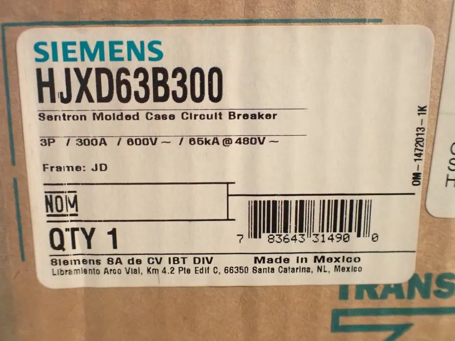 Автоматический выключатель Siemens Sentron Series Circuit Breaker 300A HJXD63B30