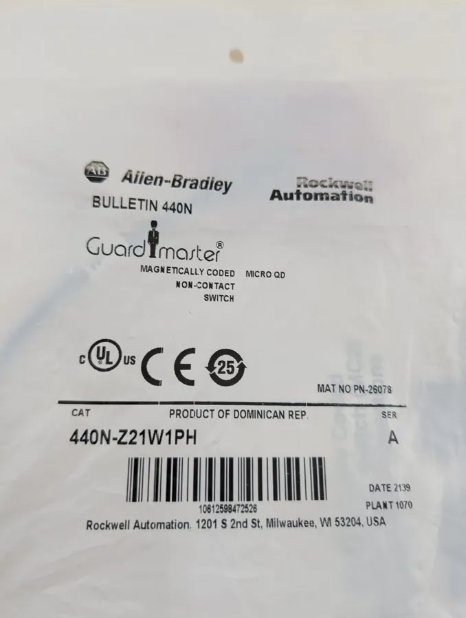 Реле безопасности Allen Bradley 440N-Z21W1PH Guardmaster Contact Switch Magnetic