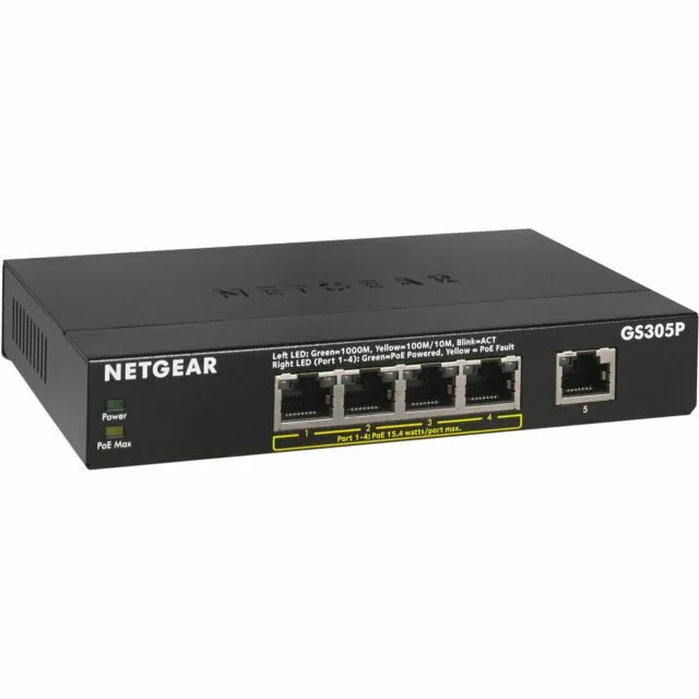 Коммутатор NETGEAR GS305P 5-Port Gigabit Ethernet PoE + Unmanaged Switch (63W) — фото лота 1