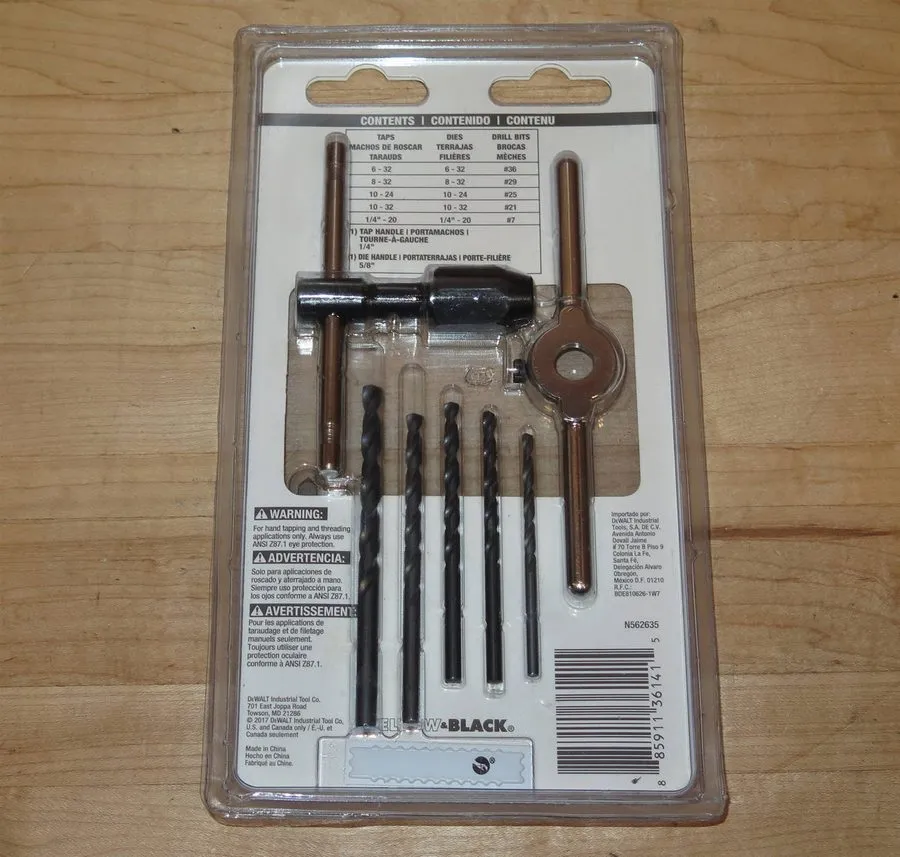 Режущий инструмент DeWalt DWA1451 17-Piece Fractional Tap & Hex Die Set SAE NIP — фото лота 1