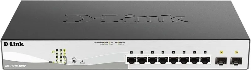 Коммутатор D-Link 8-Port Gigabit Smart Managed PoE+ Switch + 2 SFP Ports DGS-121