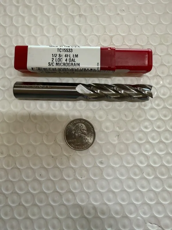 Режущий инструмент Titan USA Carbide Endmill 1/2 SE 4FL EM 2 LOC 4 OAL TC15533 S — фото лота 1