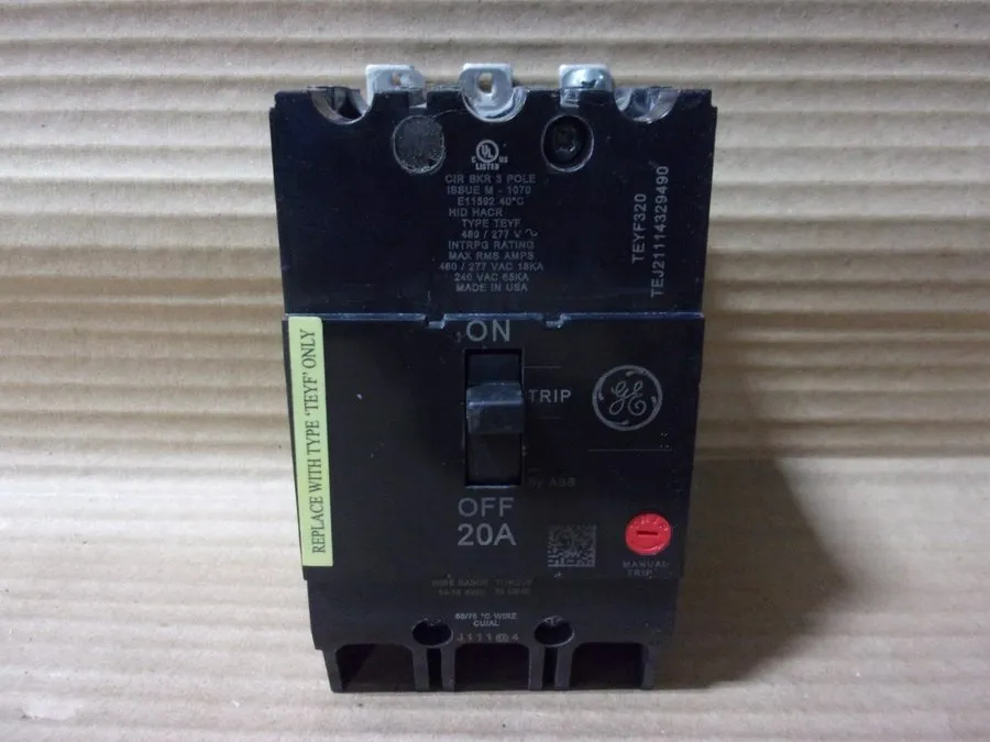 Автоматический выключатель GENERAL ELECTRIC GE TEYF TEYF320 3 Pole 20 Amp 480V C