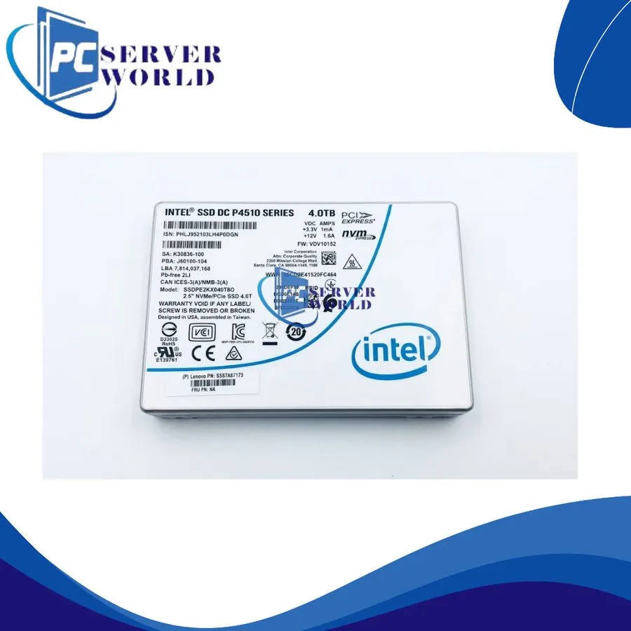 SSD-накопитель Intel P4510 4TB U.2 NVMe PCIe 3.0 2.5" Enterprise SSD SSDPE2KX040