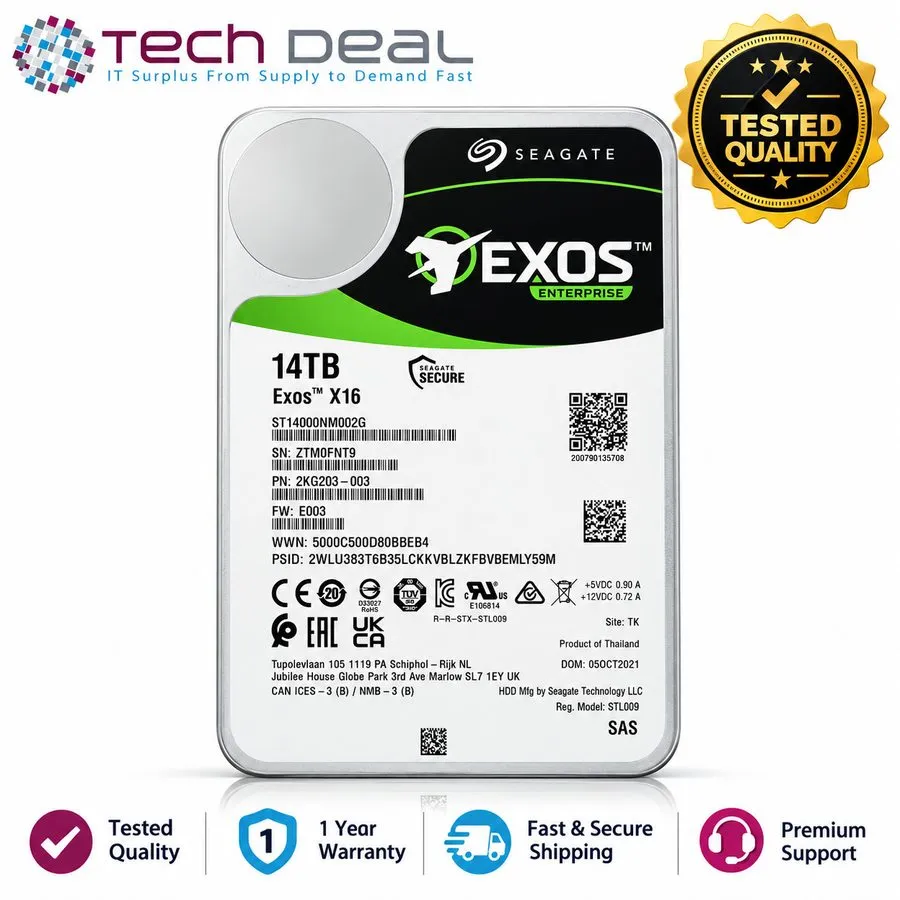 Жёсткий диск Seagate Exos X16 ST14000NM002G 14TB 12G SAS 7.2K RPM 3.5" Enterpris — фото лота 1