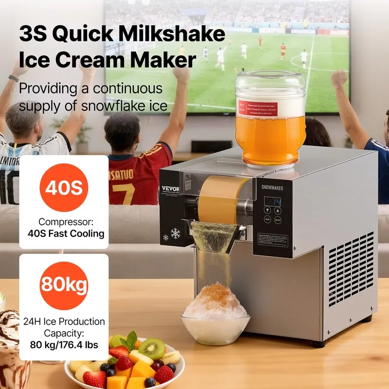 Льдогенератор VEVOR Commercial Snowflake Ice Machine 176LBS/24H Stainless Steel — фото лота 1