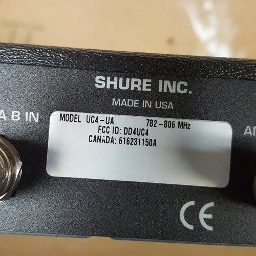 Радиосистема Shure UC4-UA Wireless Microphone Receiver Frq 782-806 MHz w Adaptor