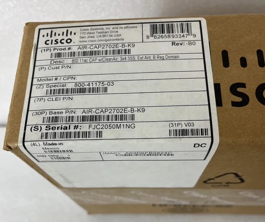 Точка доступа Wi-Fi Cisco AIR-CAP2702E-B-K9 USA STD 802.11ac CAP Access Point