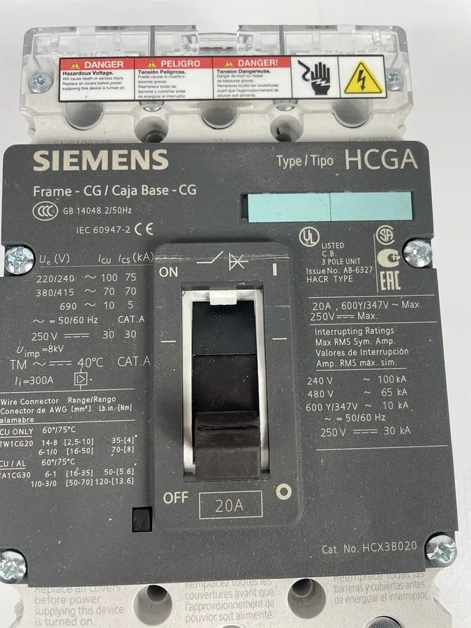 Автоматический выключатель Siemens HCX3B020 3 Pole Thermal Magnetic Circuit Brea