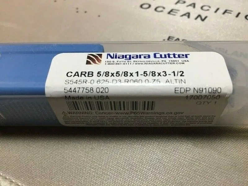 Режущий инструмент 5/8" solid carbide endmill with .60 Radius Niagara Cutter N91 — фото лота 1