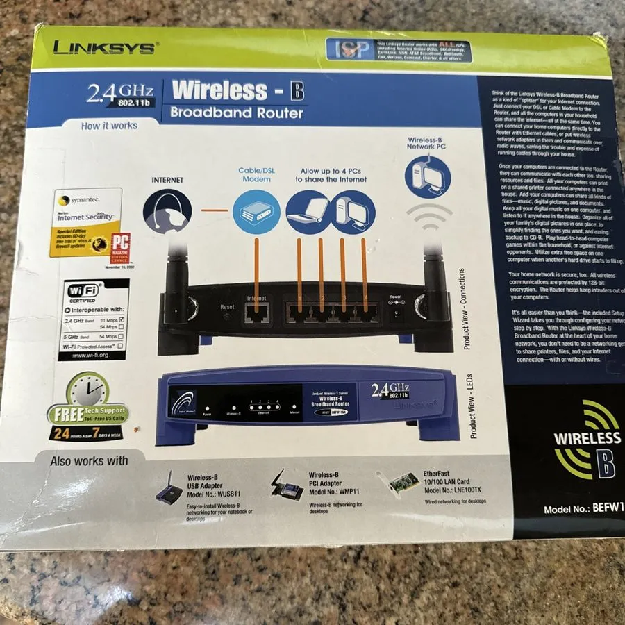 Маршрутизатор Linksys BEFW11S4 11 Mbps 4-Port 10/100 Wireless B Router