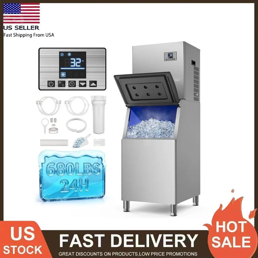 Льдогенератор Commercial Ice Maker Machine 680LBS/24H, 1200W Industrial Ice Mach — фото лота 1
