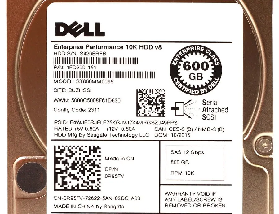 Жёсткий диск Dell R95FV 0R95FV 600GB 10K 12Gb/s 2.5" SAS HDD Hard Drive ST600MM0